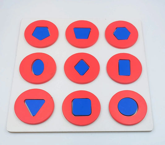 Wooden Geometric Shapes Puzzle - 9 Shapes Learning Toy