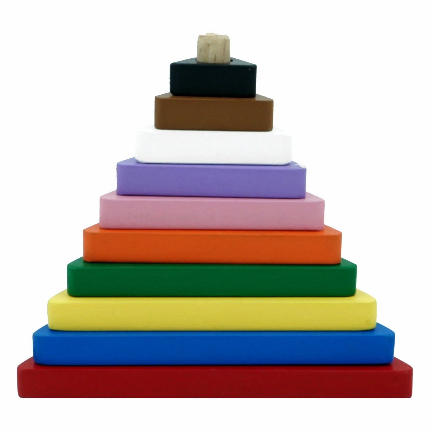 Triangle Stacking Pyramid Tower - 10 Piece Wooden Geometric Puzzle for Toddlers