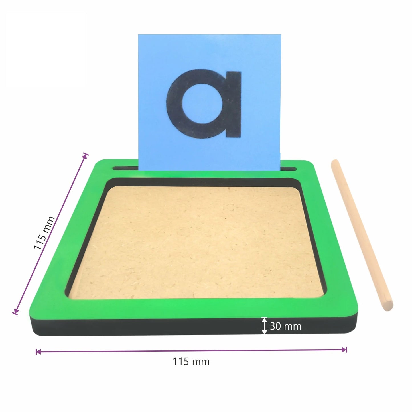 Wooden Sand Writing Tray with Lowercase Letter Cards