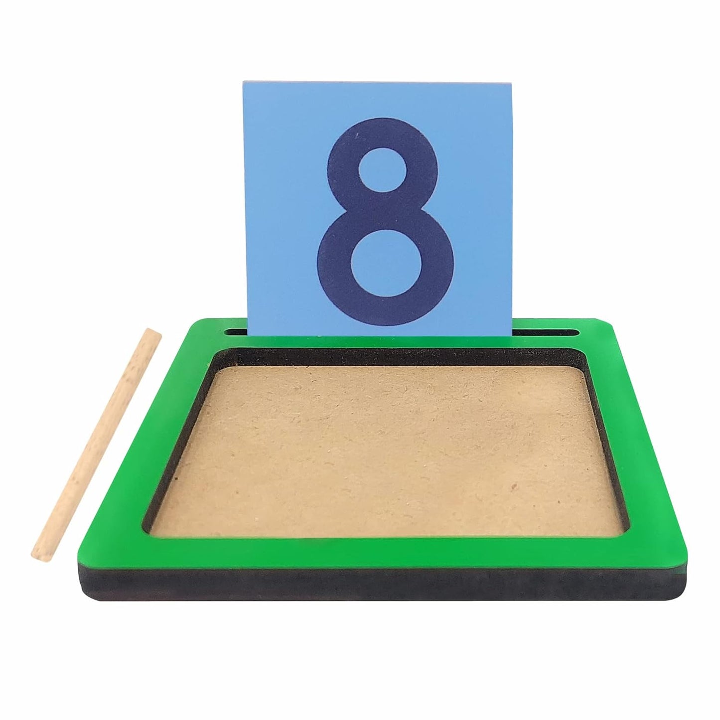 Wooden Sand Writing Tray with Number Cards - Montessori Learning Toy