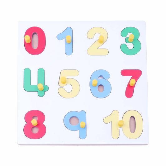Wooden Number Puzzle 0-10 with Pegs