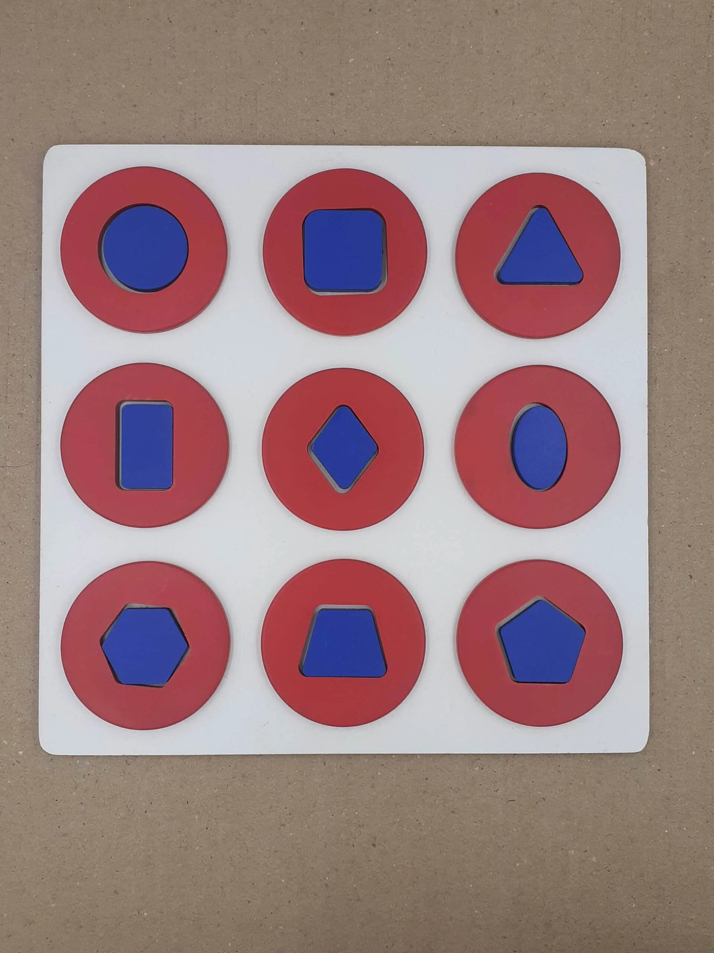 Wooden Geometric Shapes Puzzle - 9 Shapes Learning Toy