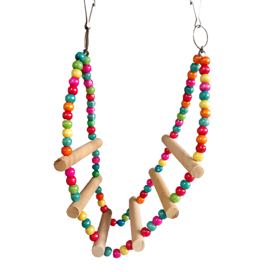 TokyoDo 3-Tier Bird Swing Ladder - Colorful Wooden Climbing Toy