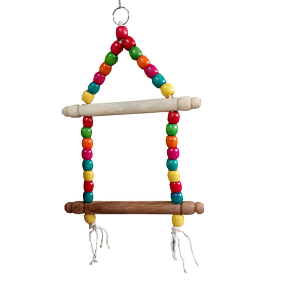 TokyoDo 2-Tier Bird Swing Ladder - Colorful Wooden Perch Toy