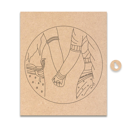 Pre-marked MDF Painting Board - Radha Krishna Design