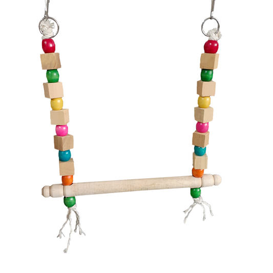 TokyoDo Medium Bird Swing - Colorful Wooden Bead Perch