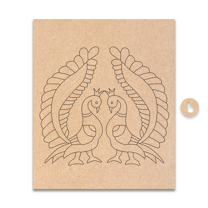 Pre-marked MDF Painting Board - Twin Peacock Design