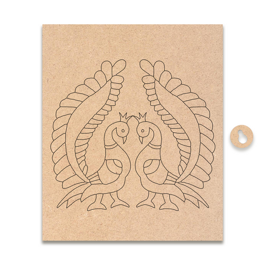 Pre-marked MDF Painting Board - Twin Peacock Design