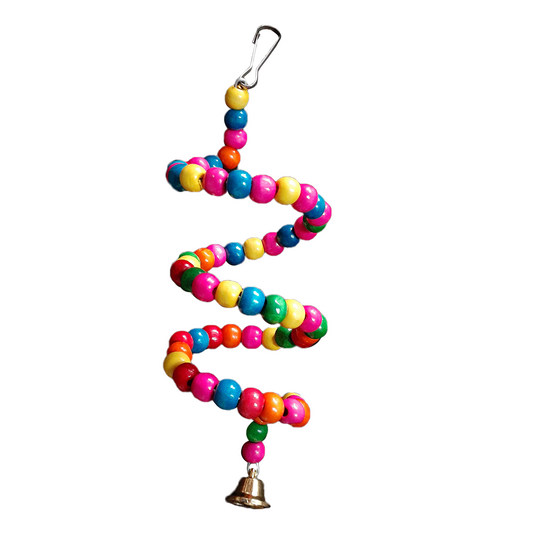 TokyoDo Spiral Bird Toy - Colorful Coil Perch with Bell