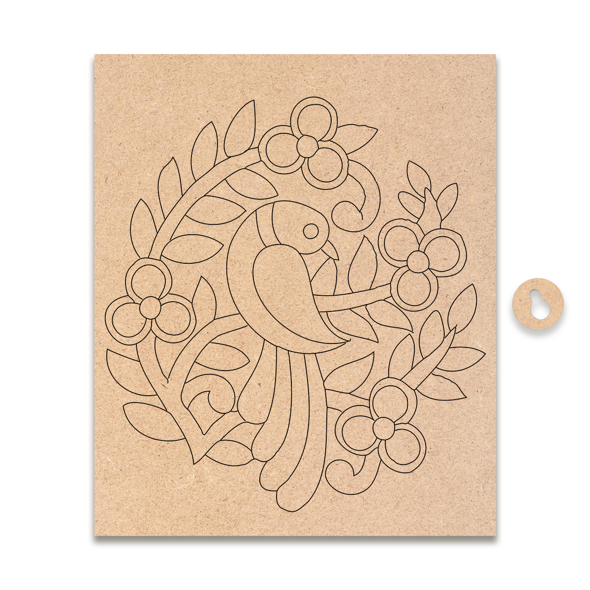 Pre-marked MDF Painting Board - Peacock Design