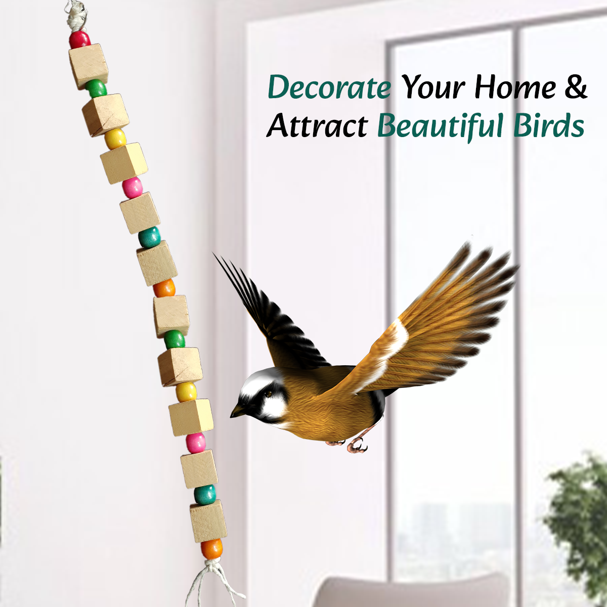 TokyoDo Extra Long Wooden Block Chew Toy - 48cm Bird Foraging Toy