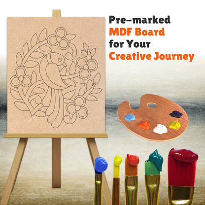 Pre-marked MDF Painting Board - Peacock Design