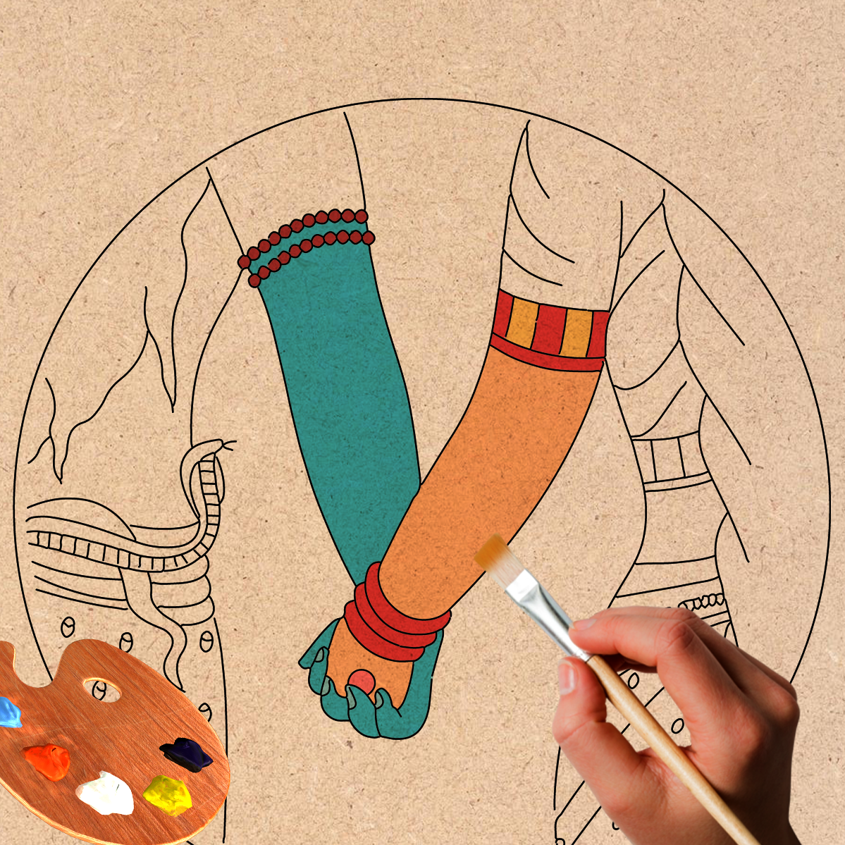 Pre-marked MDF Painting Board - Radha Krishna Design