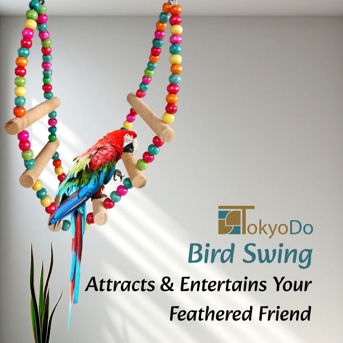 TokyoDo 3-Tier Bird Swing Ladder - Colorful Wooden Climbing Toy