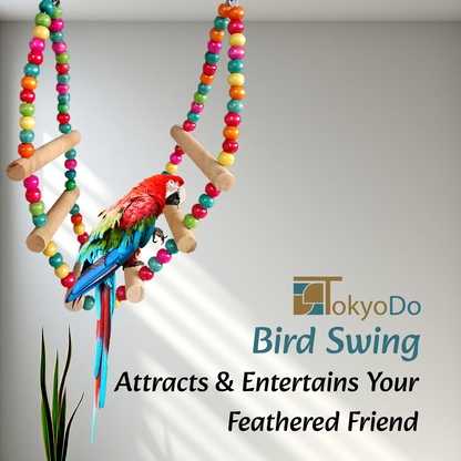 TokyoDo 3-Tier Bird Swing Ladder - Colorful Wooden Climbing Toy