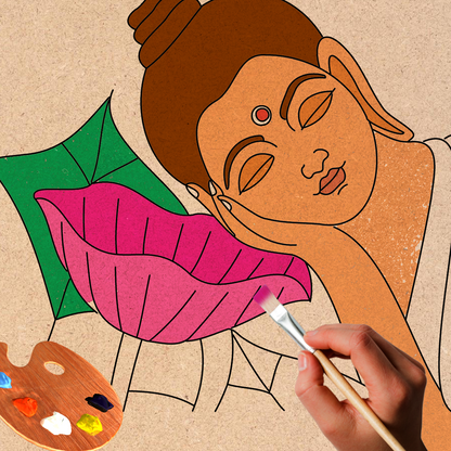 Pre-marked MDF Painting Board - Mahaveer with Lotus