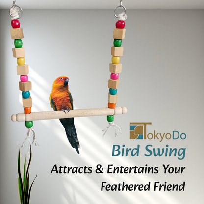 TokyoDo Medium Bird Swing - Colorful Wooden Bead Perch