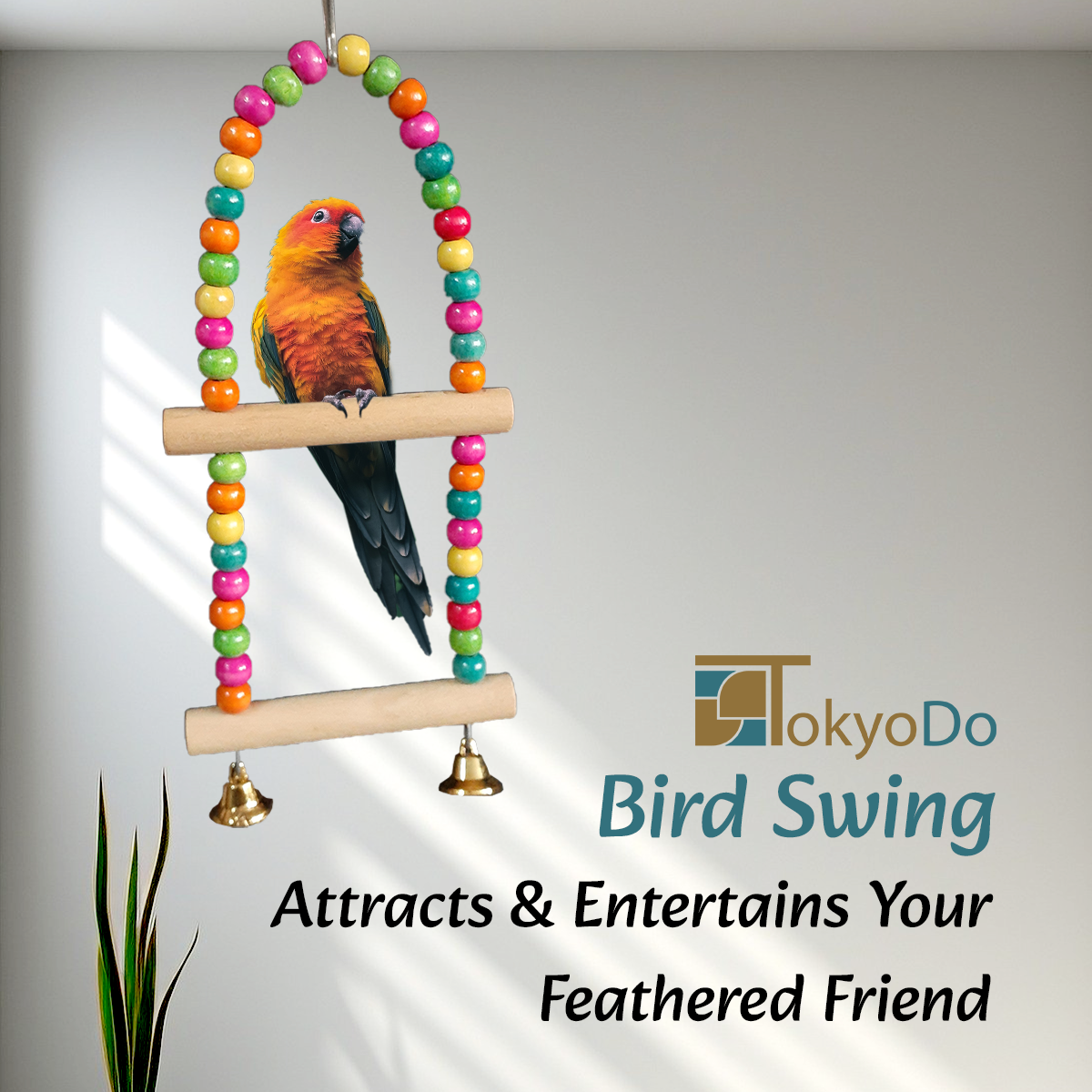 TokyoDo Arch Bird Swing Ladder - 2-Tier with Brass Bells