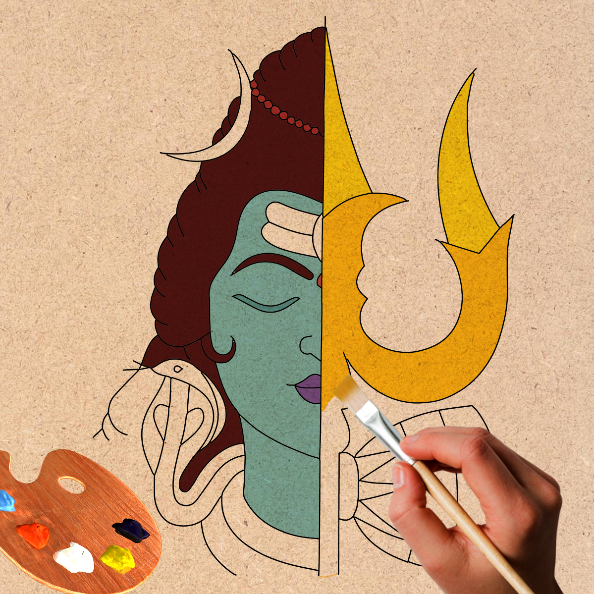 Pre-marked MDF Painting Board - Shiva Moon Design