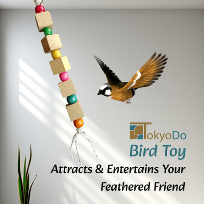 TokyoDo Wooden Block Chew Toy - Colorful Bird Foraging Toy