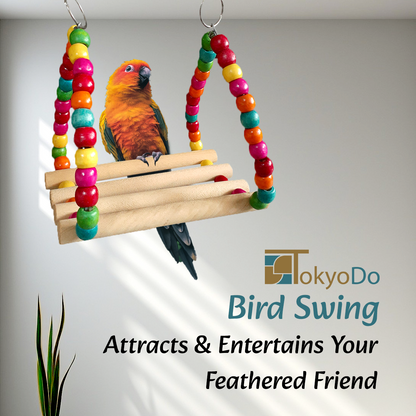TokyoDo Bird Swing - Colorful Wooden Perch Toy