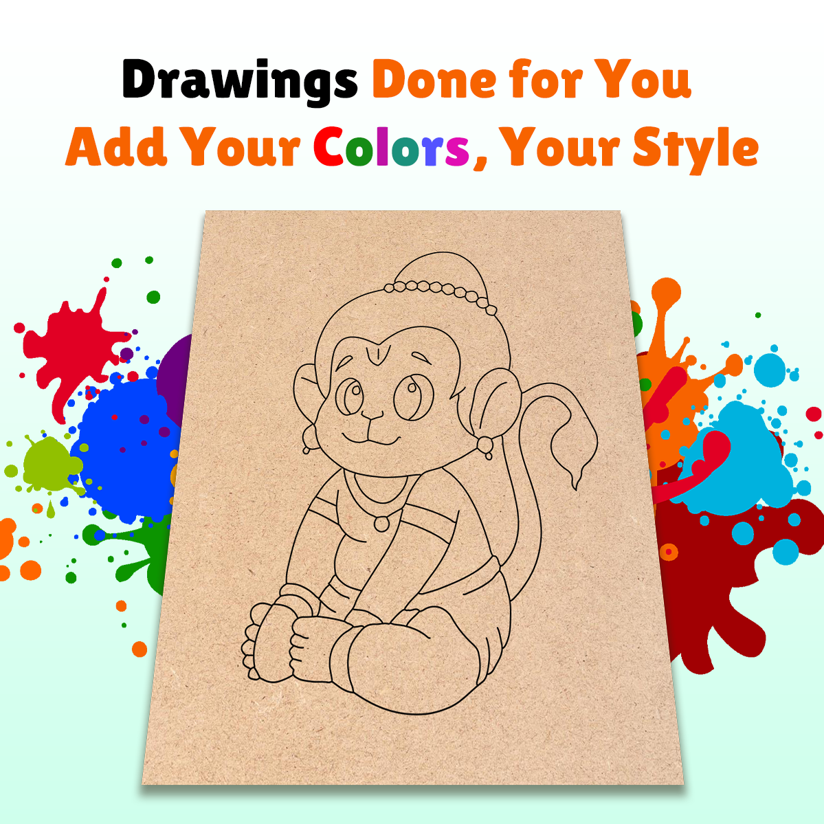 Pre-marked MDF Painting Board - Hanuman Design