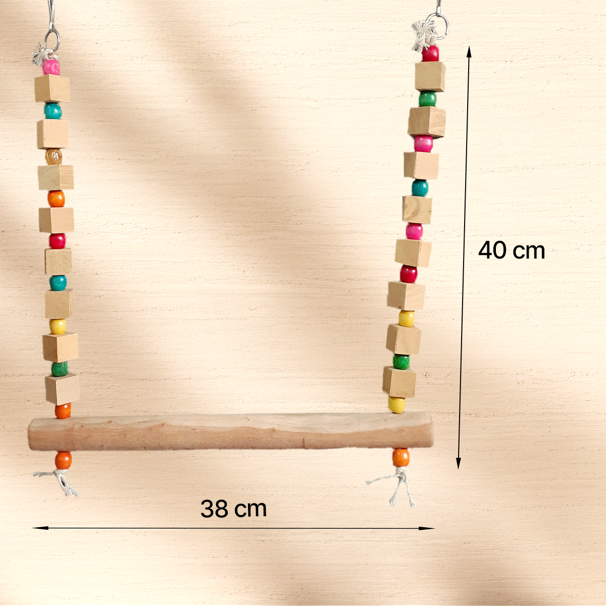 TokyoDo Large Bird Swing - Premium Wooden Perch with Colorful Beads