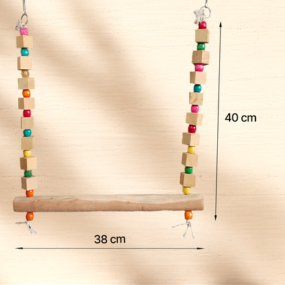 TokyoDo Large Bird Swing - Premium Wooden Perch with Colorful Beads