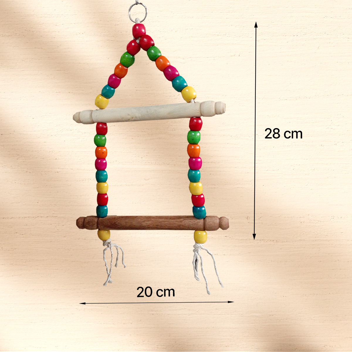 TokyoDo 2-Tier Bird Swing Ladder - Colorful Wooden Perch Toy