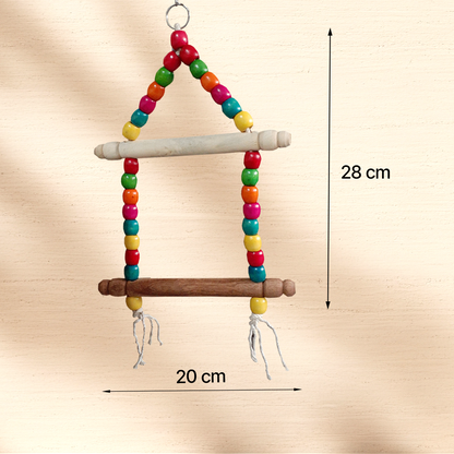 TokyoDo 2-Tier Bird Swing Ladder - Colorful Wooden Perch Toy