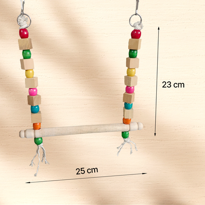 TokyoDo Medium Bird Swing - Colorful Wooden Bead Perch