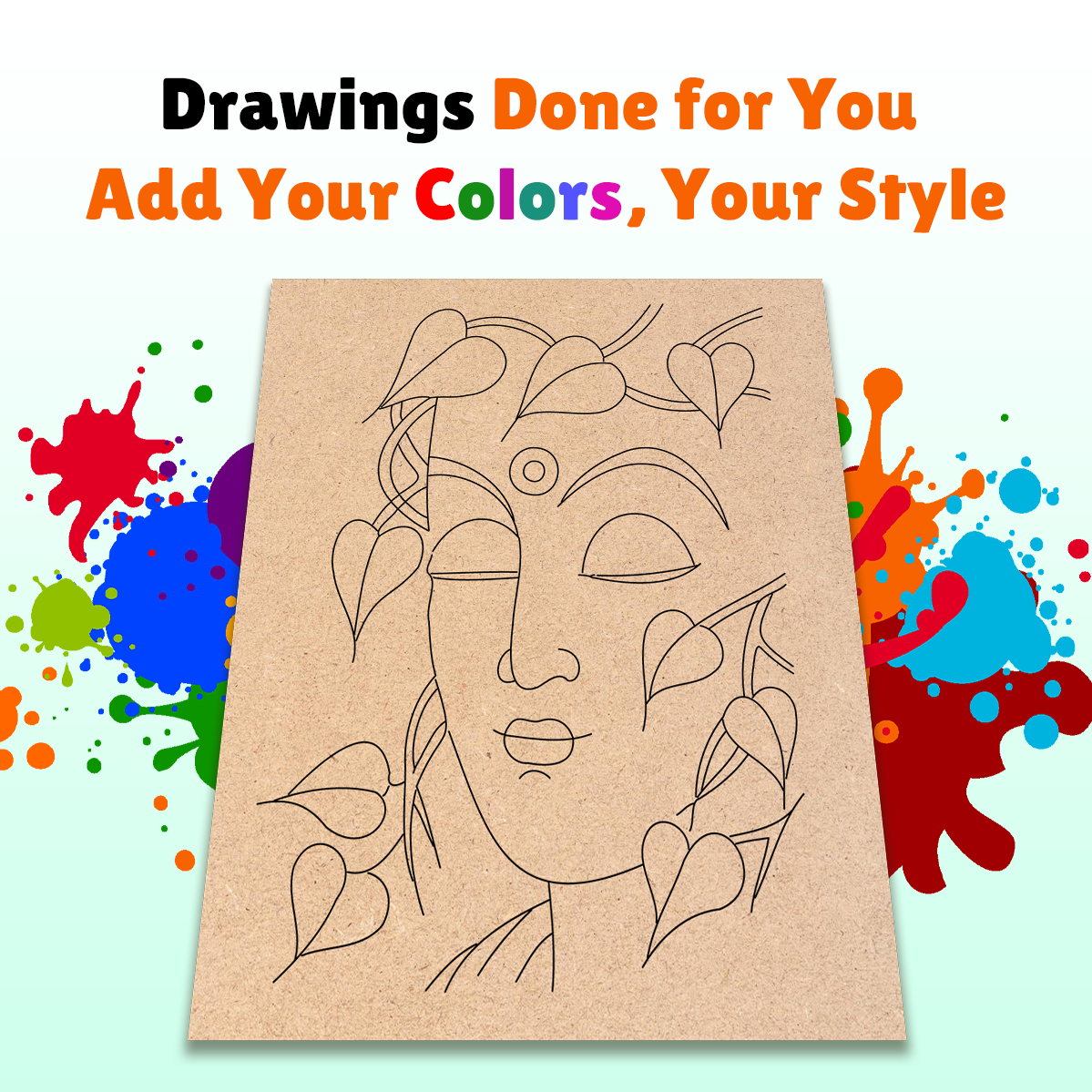 Pre-marked MDF Painting Board - Krishna Design