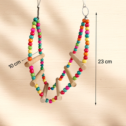 TokyoDo 3-Tier Bird Swing Ladder - Colorful Wooden Climbing Toy