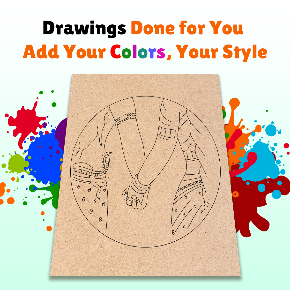 Pre-marked MDF Painting Board - Radha Krishna Design