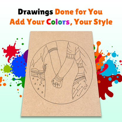 Pre-marked MDF Painting Board - Radha Krishna Design