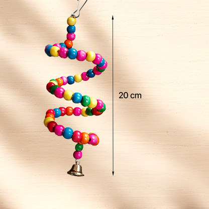 TokyoDo Spiral Bird Toy - Colorful Coil Perch with Bell