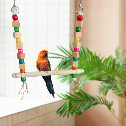 TokyoDo Medium Bird Swing - Colorful Wooden Bead Perch