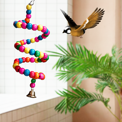 TokyoDo Spiral Bird Toy - Colorful Coil Perch with Bell