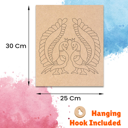 Pre-marked MDF Painting Board - Twin Peacock Design