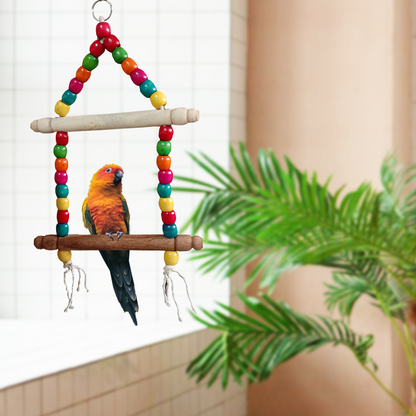 TokyoDo 2-Tier Bird Swing Ladder - Colorful Wooden Perch Toy