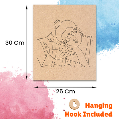 Pre-marked MDF Painting Board - Mahaveer with Lotus