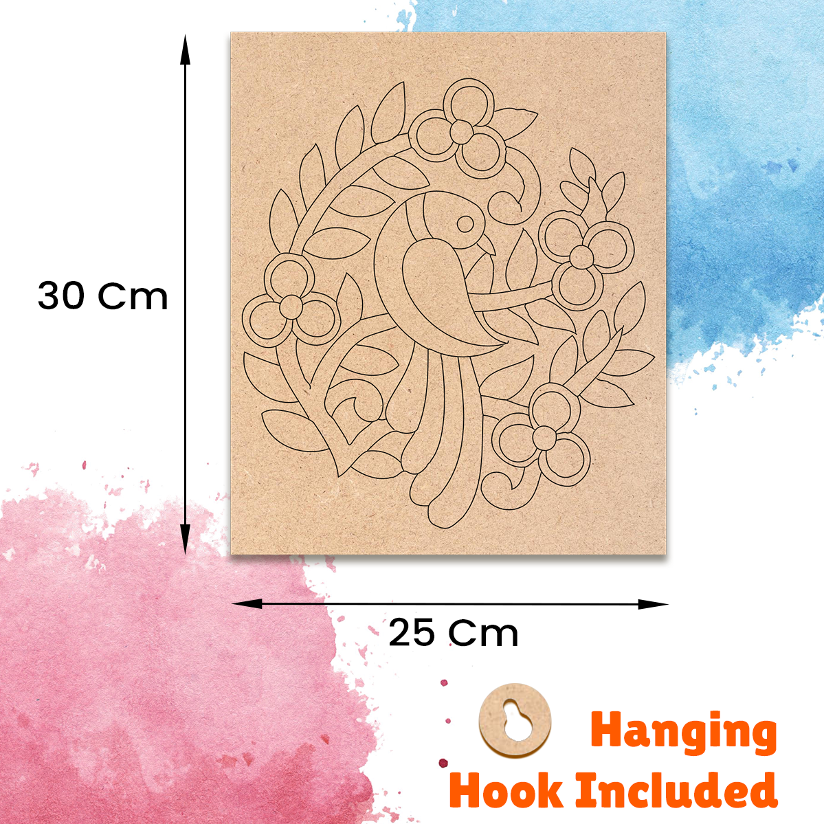 Pre-marked MDF Painting Board - Peacock Design