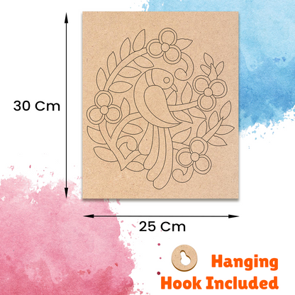 Pre-marked MDF Painting Board - Peacock Design