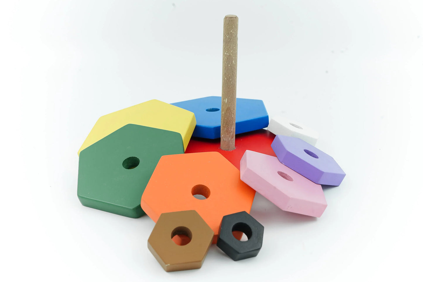 Hexagon Stacking Tower - 10 Piece Wooden Puzzle
