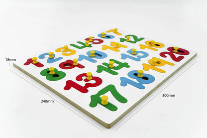 Wooden Number Puzzle 1-20 with Pegs