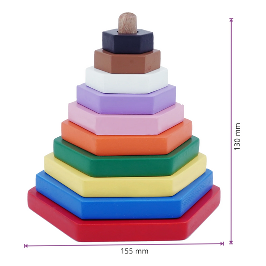 Hexagon Stacking Tower - 10 Piece Wooden Puzzle