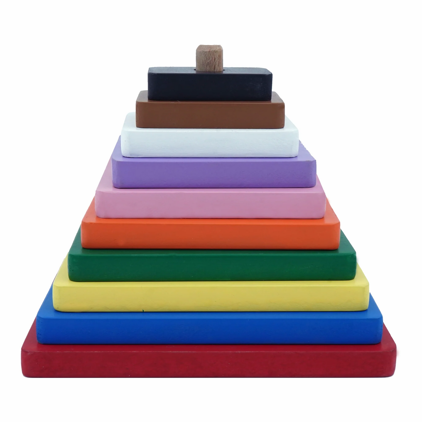 Square Stacking Tower - 10 Piece Wooden Geometric Puzzle for Toddlers