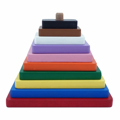 Square Stacking Tower - 10 Piece Wooden Geometric Puzzle for Toddlers