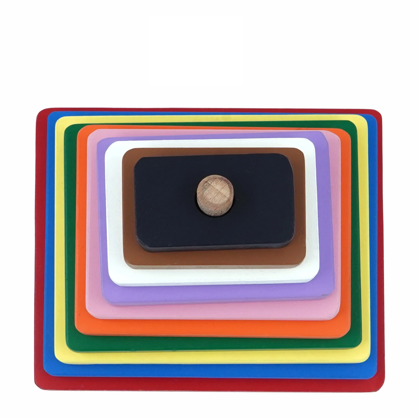 Square Stacking Tower - 10 Piece Wooden Geometric Puzzle for Toddlers