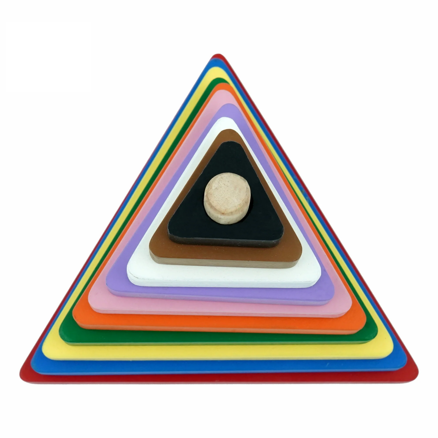 Triangle Stacking Pyramid Tower - 10 Piece Wooden Geometric Puzzle for Toddlers